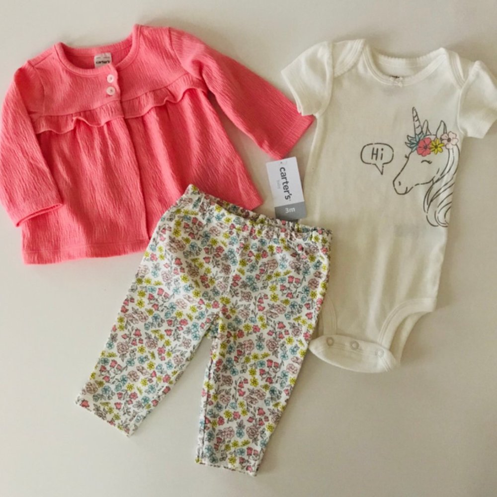Baby Girl Unicorn Cardigan Pants Set Clothes